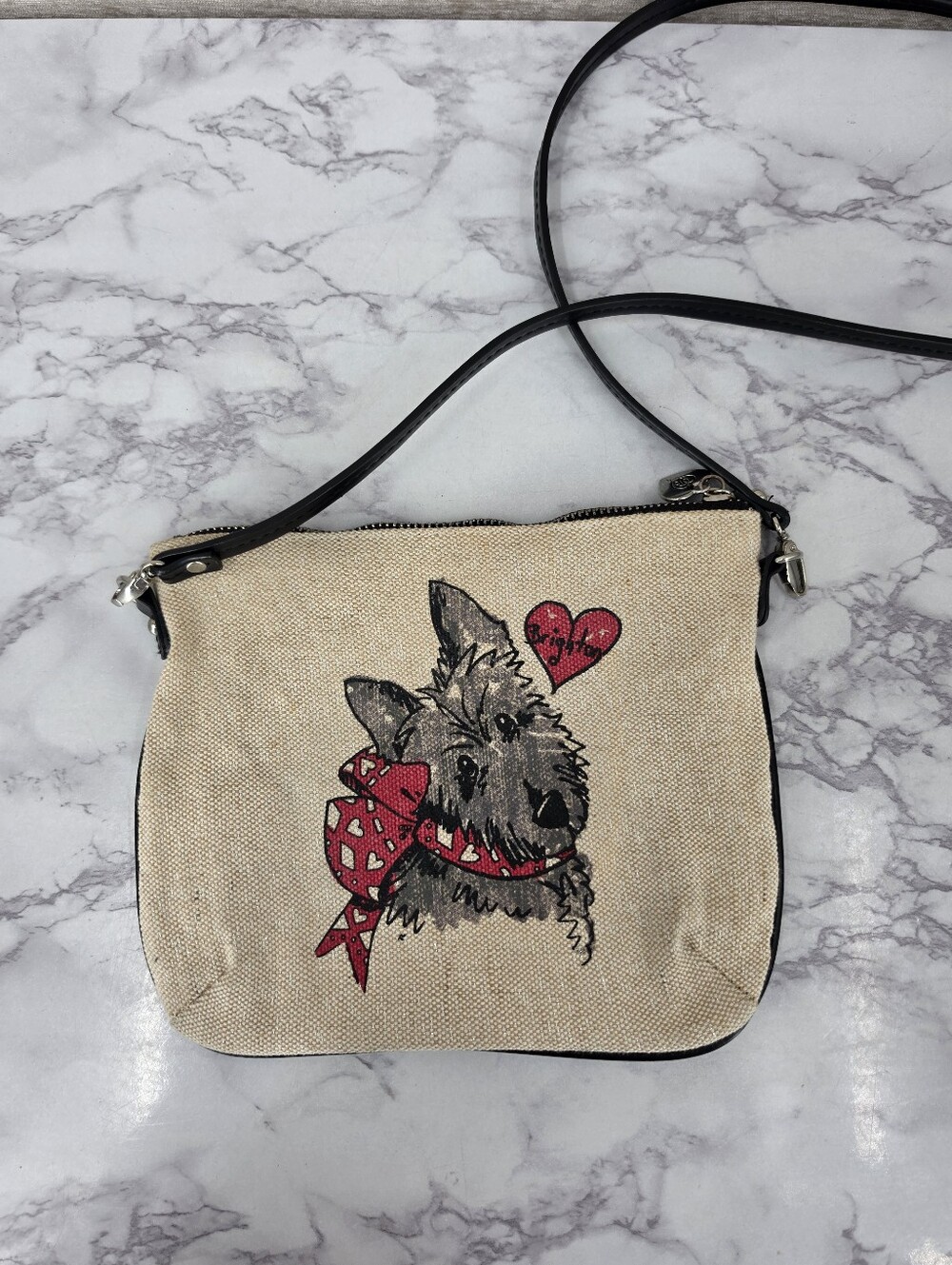 Brighton Canvas Scottie Dog Exercise I'd Rather Accessorize Crossbody Bag Purse - Picture 4 of 15